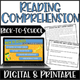 Back-to-School Reading Comprehension | with Digital Back-t