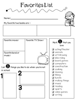 Preview of Back to School Reading Curriculum Reading/Interest Inventory FREEBIE