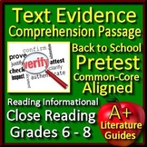 Text Evidence Reading Comprehension Passage and Questions
