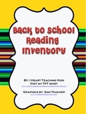 Back to School Reading Inventory