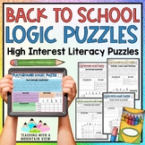 Back to School Reading Logic Puzzles | Activities for Enrichment