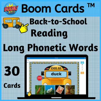 Preview of Back to School - Reading Phonetic Words - Boom Cards™- K.-1 - Montessori Blue