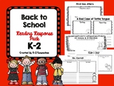 Back to School Character Ed Reading Responses K-2 BUNDLE