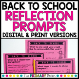 Back to School Reflection Prompt Cards | Distance Learning