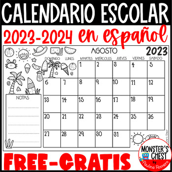 Preview of Back to School Regreso a clases Calendario Escolar 2023-2024 Planner in Spanish