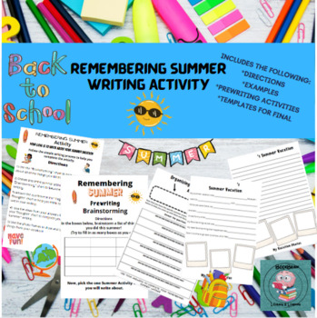 Back to School - Remembering Summer Writing Activity | TPT