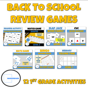 Preview of Back to School Baseline Assessment Activities & Games Bundle 1st Grade