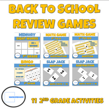 Preview of Back to School Baseline Assessment Activities & Games Bundle 2nd Grade