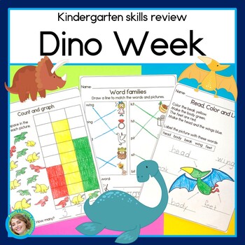Preview of Dinosaur Math and Literacy Worksheets | Reading Writing Graphs Addition and More
