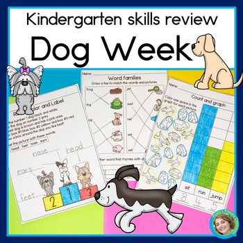 Preview of Puppy Dogs Math and Literacy Worksheets | Reading Writing Addition Graphs More