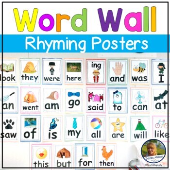 Preview of Back to School Rhyming Activity Posters Sight Words Writing Word Wall