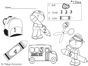 back to school preschool kindergarten math roll count