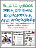 Back to School Rules, Routines, Expectations, And Procedures