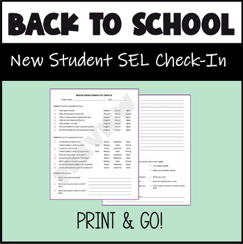 Preview of Back to School SEL Check-In Interest Inventory / Survey (Social / Emotional)