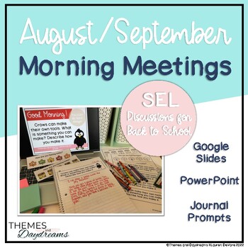 Preview of Back to School SEL Morning Slides | Journal Prompts