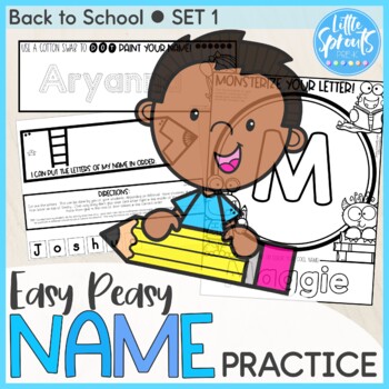 Preview of Back to School SET 1 ● Easy Peasy Name Activities ● PreK, Kinder