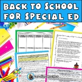 Back to School SPED Tracking SPED Data Sheets Documentatio
