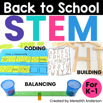 Preview of Back to School STEM Activities Team Builders and Icebreakers for K-1  