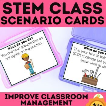 Preview of Back to School STEM Scenario Cards for Classroom Management First Day of STEM