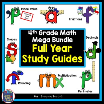 Preview of 4 th Grade Math  Study Guides   - Mega Bundle