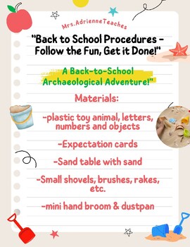 Preview of Back to School: Sand table Expectations "Archaeological Adventure!"