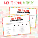 Back to School Scattergories | First day of school activity