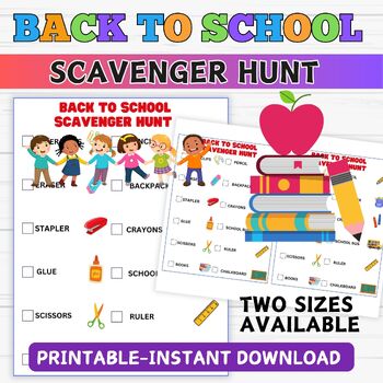 Preview of Back to School Scavenger Hunt - Back to School Game Printable