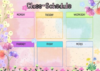 Preview of Back to School - Schedule - Class - theme Flowers
