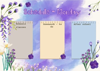 Preview of Back to School - Schedule by day - theme Flowers