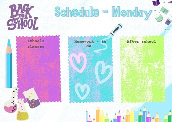 Preview of Back to School - Schedule by day - theme School