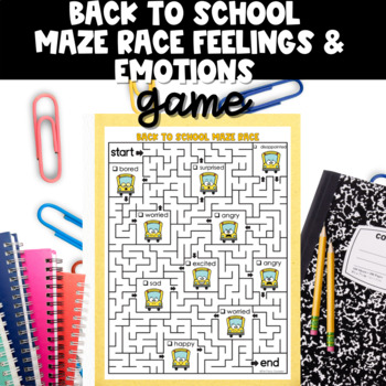 Preview of Back to School School SEL Activity Maze Race Feelings | GAME