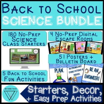 Preview of Back to School Science BUNDLE: Bellringers, Decor, and Easy Prep Activities