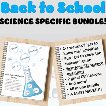 Preview of Back to School Science Bundle- Get to Know Me, SEL, CER, and so much more!