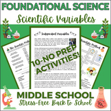 Scientific Method & Variables Middle School Science Sub Pl
