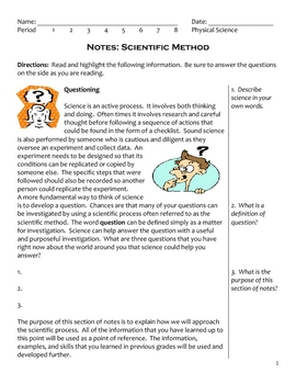 Preview of Back to Middle School Science Notes - Scientific Method