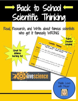 Preview of Back to School Scientific Thinking and Writing