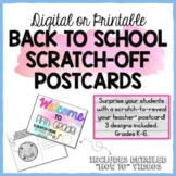 Back to School Scratch-Off Postcards - DIGITAL or PRINTABL