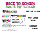 Back to School Scratch Off Postcards! - Editable! - Meet t