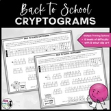 Back to School Secret Message Cryptograms - Crack the Code