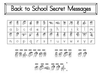 Back to School Secret Messages ASL by Special Resources for Special ...