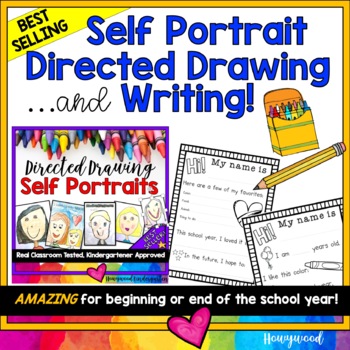 Preview of Back to School Self Portrait Directed Drawing Project ... PLUS  writing pages!