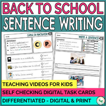 Preview of Back to School Sentence Writing Grammatically Correct Sentences Activities