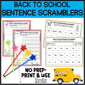 Preview of Back to School Sentence Writing Sentence Building Activities - Morning Work