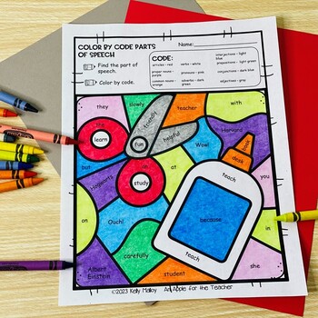 Back to School September Coloring Pages Parts of Speech Color by Number