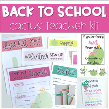 Preview of Meet the Teacher *CACTUS* Back to School Kit