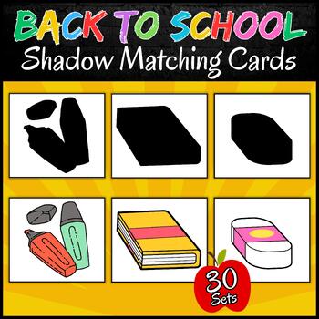 Preview of Back to School Shadow Match Cards, Montessori First Day Preschool Morning Work