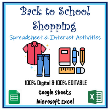 Preview of Back to School Shopping Google Sheets Spreadsheet Activities Excel Spreadsheets