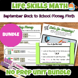 Back To School Functional Life Skills Shopping Money Math 