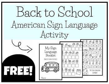 Preview of Back to School American Sign Language Activity