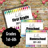 Back to School Signs Photo Boards 1st-6th homeschool